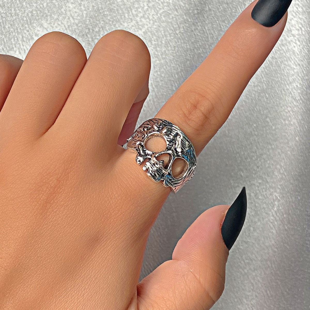 Wholesale Gothic Ghost Face Ring -  Geometric Fashion Accessory,  Adjustable Jewelry Gift