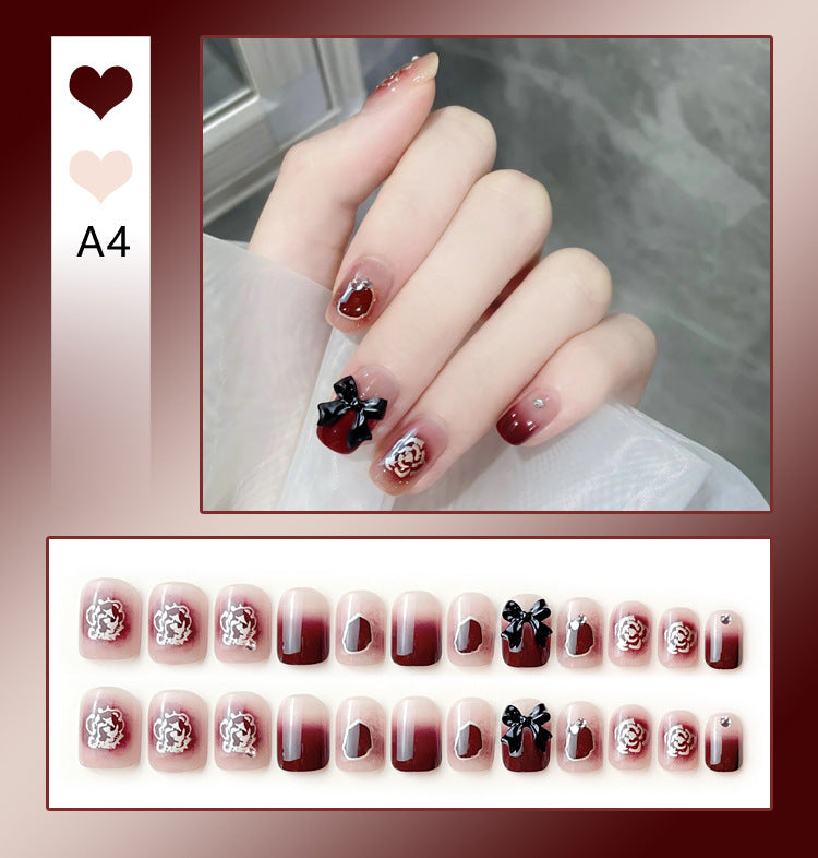 Wholesale 24 Pieces/box Diamond Butterfly Glitter Nail Art Press-on Nails Kits Nail Stickers ACC-NS-DiNa002