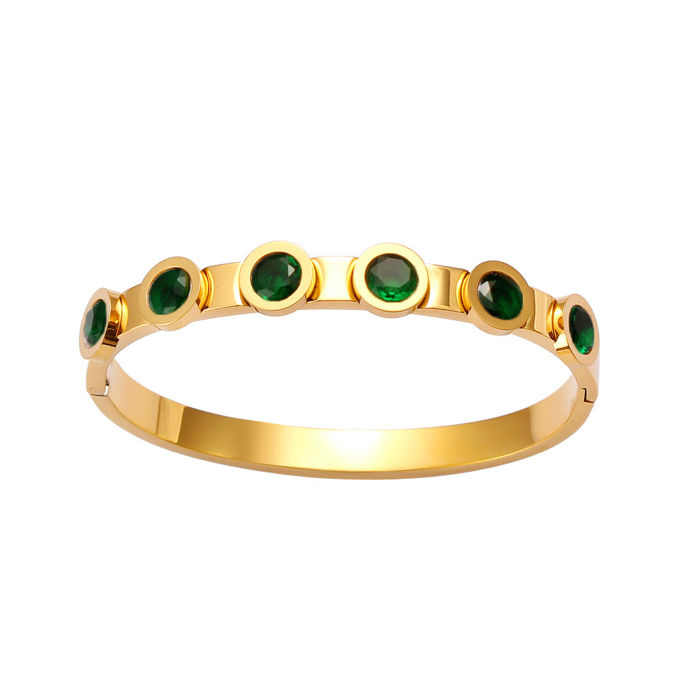 Wholesale Stainless Steel 18K Gold Color Zircon Buckle Light Luxury Bracelet ACC-BT-MeiSD002