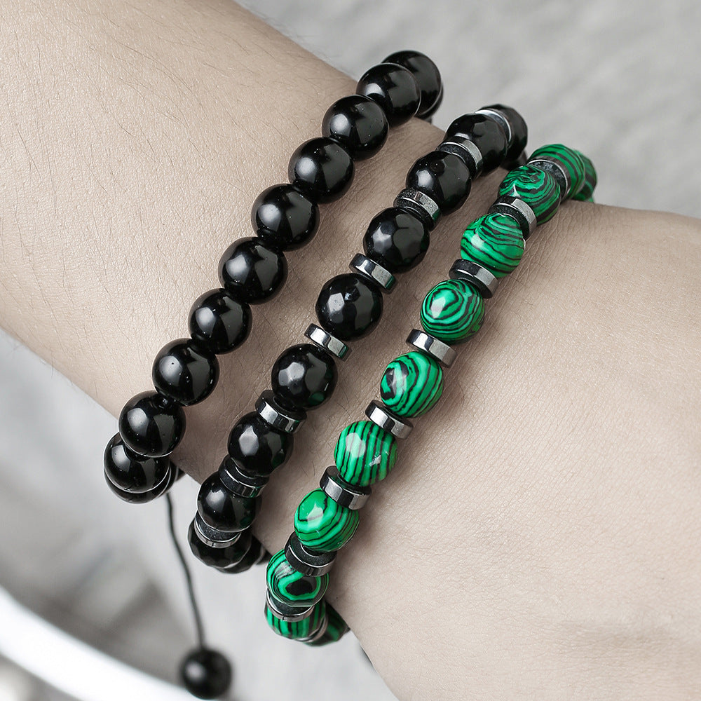 Wholesale  vintage black frosted bracelet zircon crown diamond ball dice  beads bracelet suit