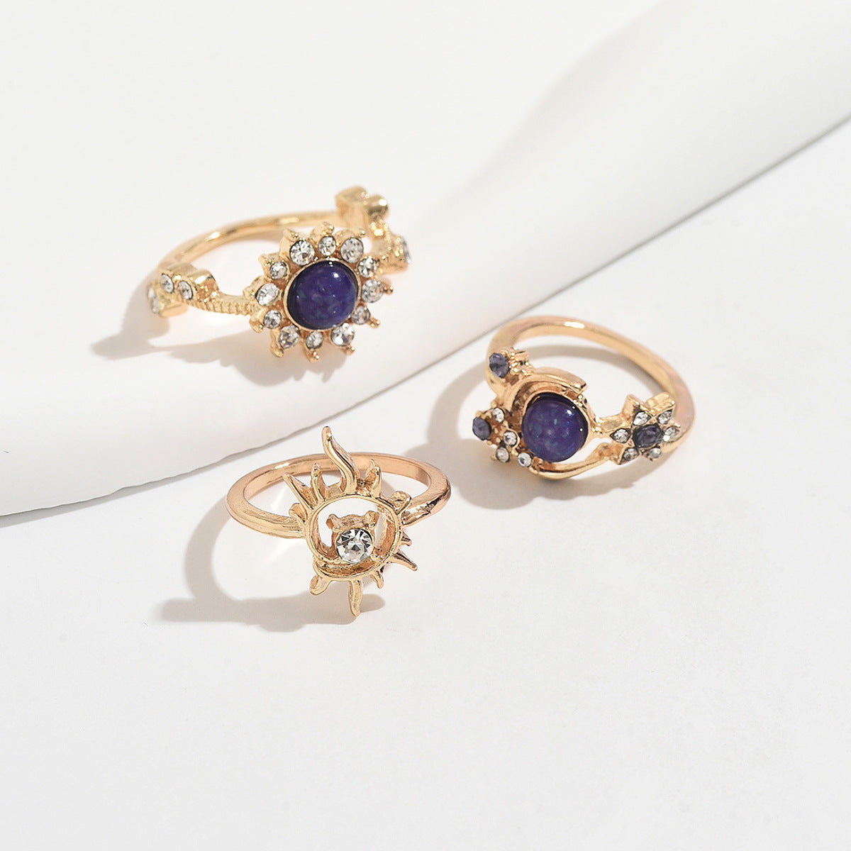 Wholesale Purple Sun Moon Knuckle Ring Set Trendy Fashion Jewelry Accessory Gift