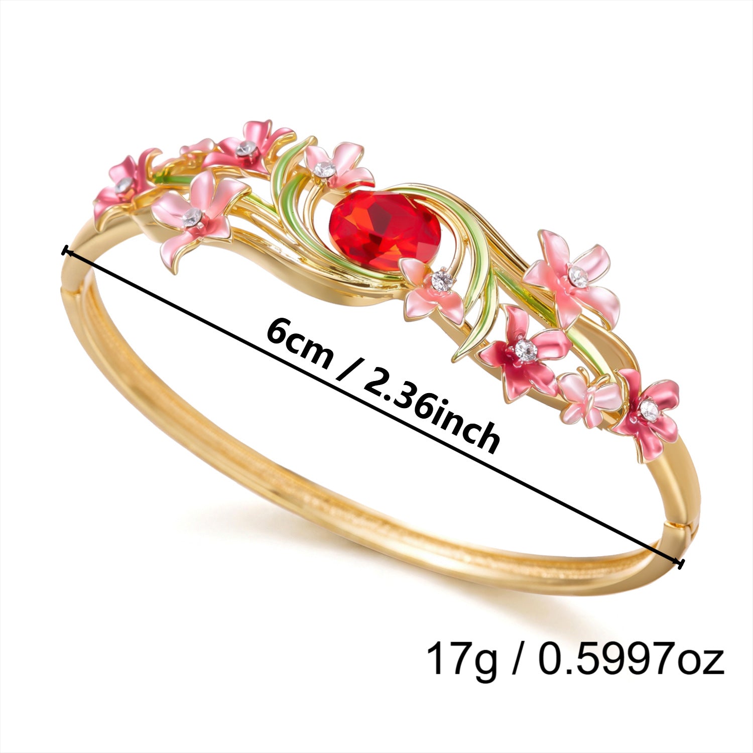 Wholesale Retro Enamel Flower Open Bangle For Women Hollow Out Copper Jewelry Accessory Boutique Resale Party Gift
