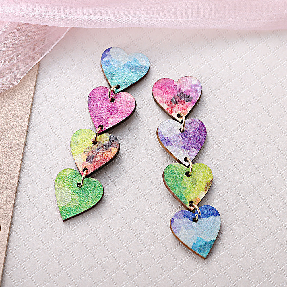 Wholesale Wooden Valentine' s Day Heart Earrings