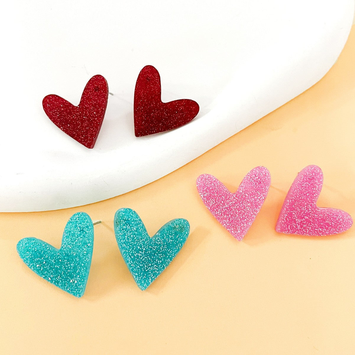 Wholesale Valentine's Day Sequin Heart Earrings Set