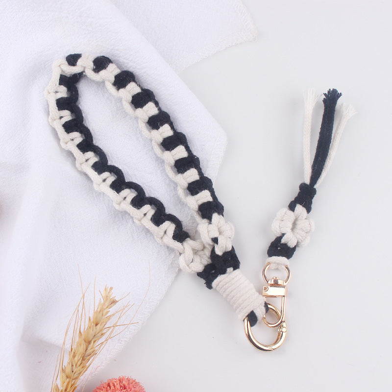 Wholesale Hand-woven Daisy Pattern Lanyard Keychain