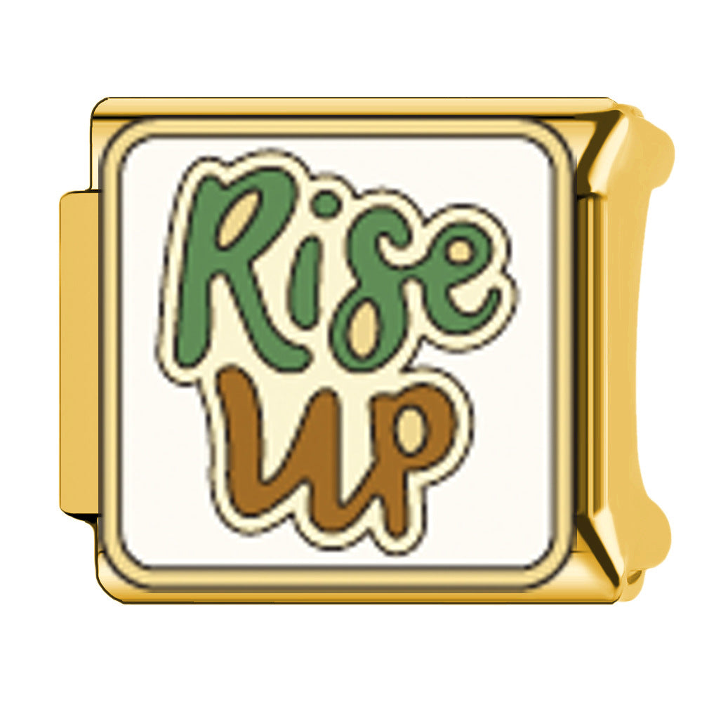 Wholesale  Italian Charm Bracelet 9mm DIY welding oil dripping Creative Stainless Steel Composable Bracelet