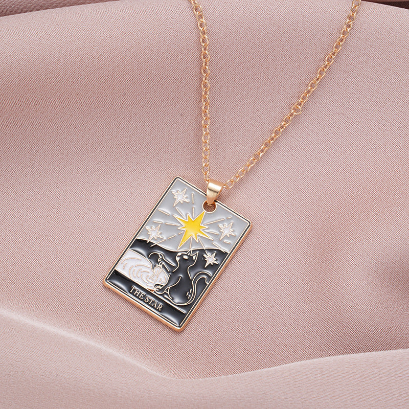 Wholesale Dark Tarot Sun Moon Star Sun Compasses Moon Star Necklace