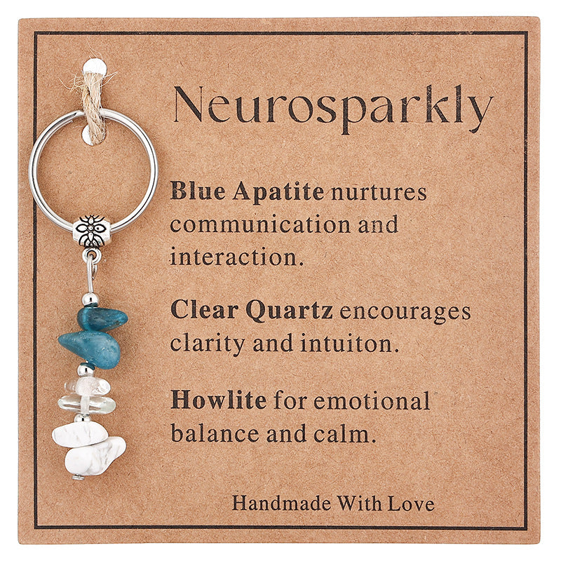 Wholesale  Stone Beaded Keychain Citrine Moonstone Gravel Combination Stainless Steel Bead Key Chain