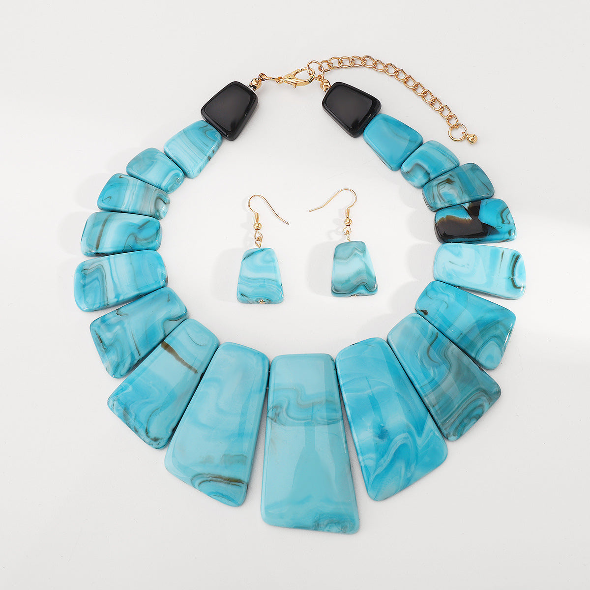 Wholesale retro ethnic style exaggerated resin clavicle  earrings Necklace