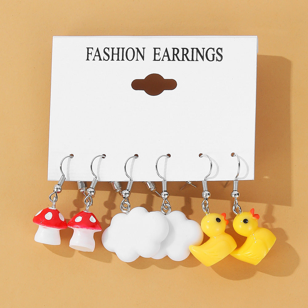 Wholesale 5pcs/set color acrylic earrings  white cloud flower earrings
