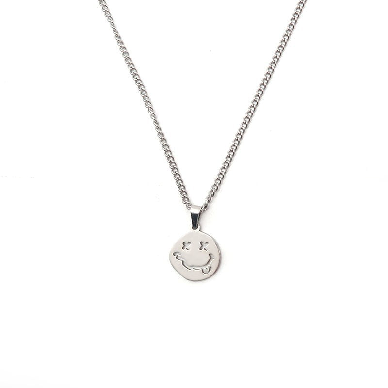Wholesale Titanium Steel  Irregular Smiley Face Pendant Cold Style Clavicle Chain