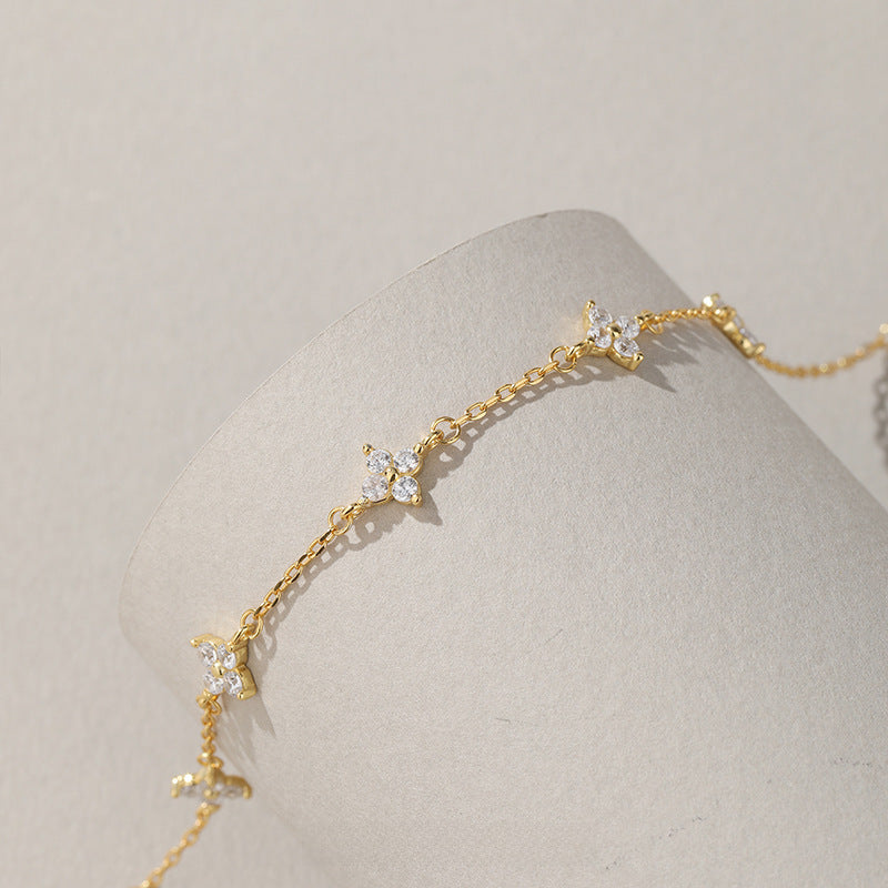 Wholesale  S925 Silver Plated 18K Gold Four-leaf Clover Gestapia Bracelet