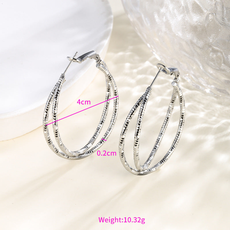 Wholesale Stainless steel heart-shaped large circle earrings