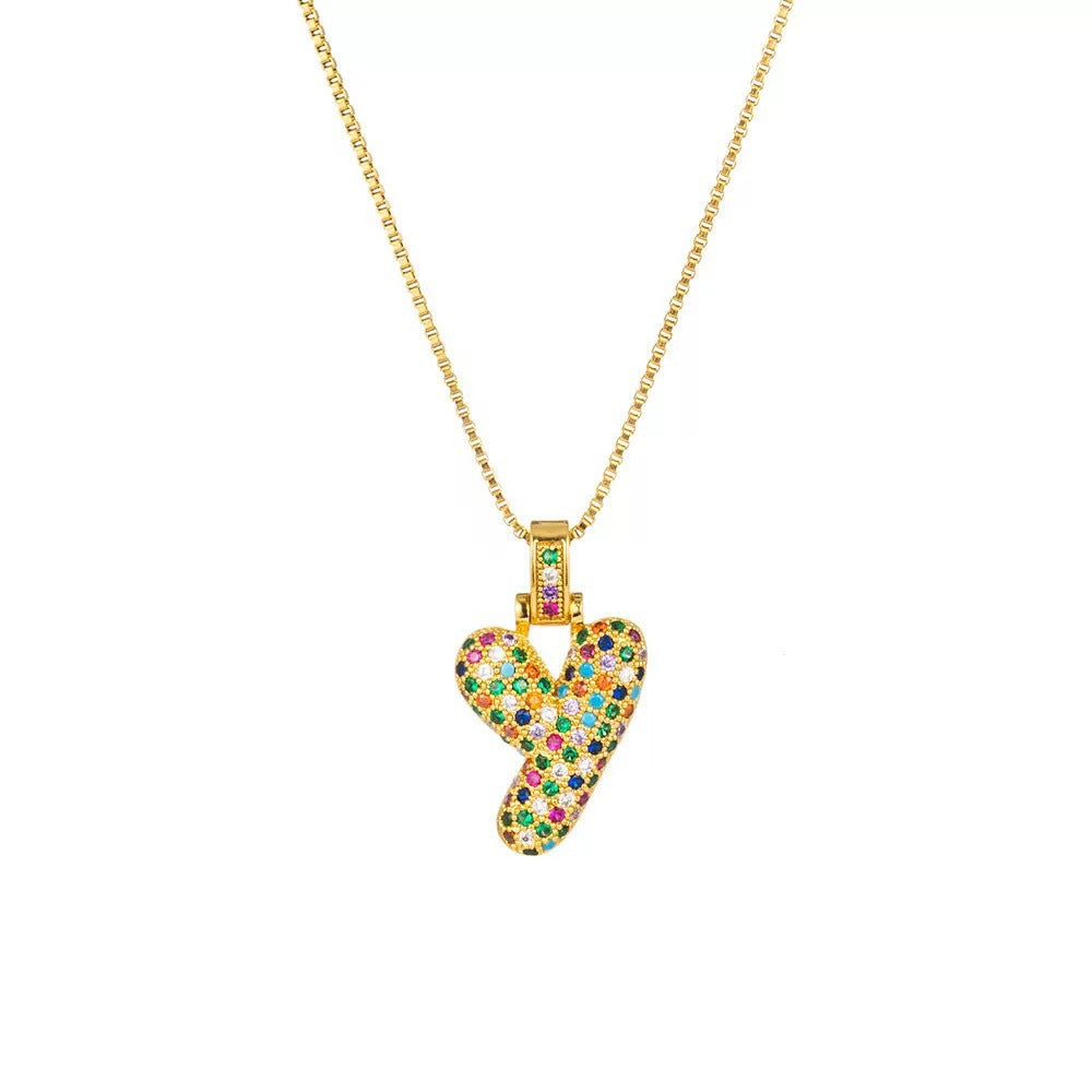 Wholesale Hip-Hop 26 Letter Pendant Set,  Gold Plated Copper Diamond-Set,  Chic Jewelry Gift