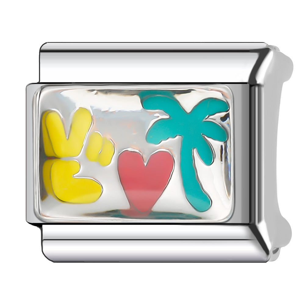 Wholesale Italian Charm Bracelet 9mm DIY Splicing Fruit and Vegetable Series  Stainless Steel Composable Bracelet