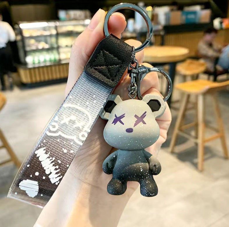 Wholesale Silicone Cartoon Bear Keychain Gradient Design Car Key Accessory Gift