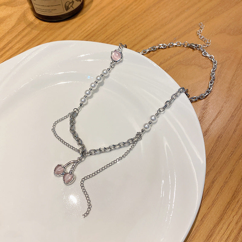 Wholesale Pearl Butterfly Pendant Clavicle Chain Ornament Titanium Steel Necklace ACC-NE-Sengw004