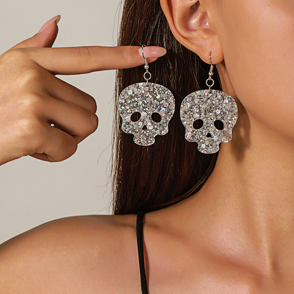 Wholesale Acrylic ghost BOO letter ing sequin earrings