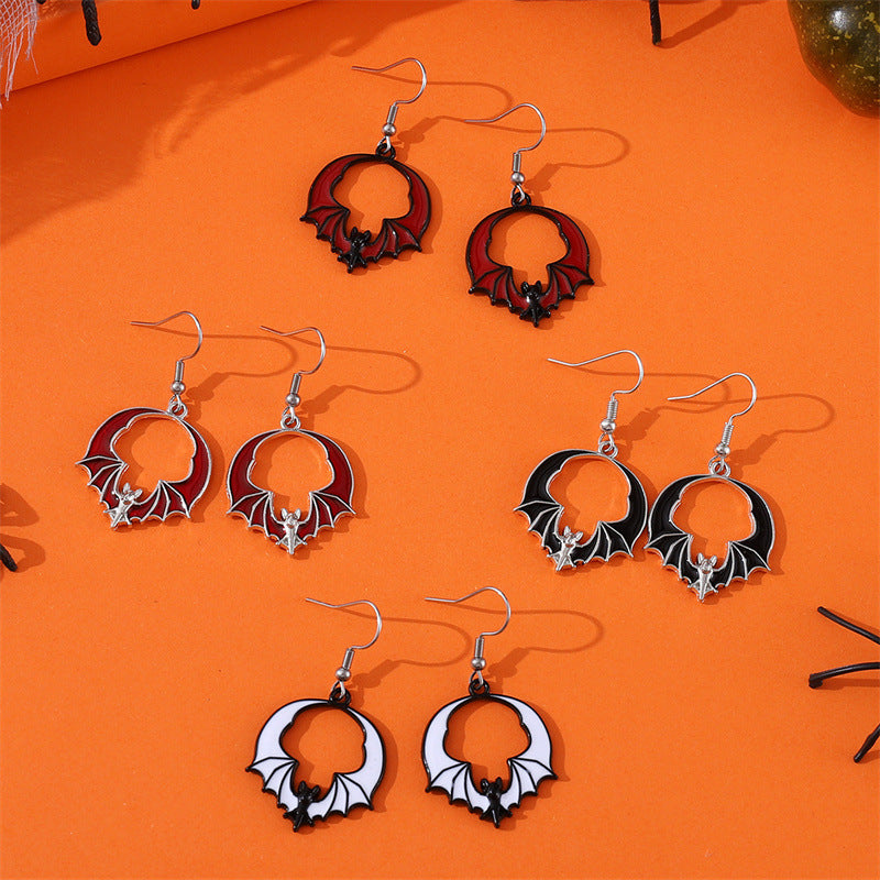Wholesale Zinc Alloy Bat Earrings Exaggerated Red Black  Fashion Accessory