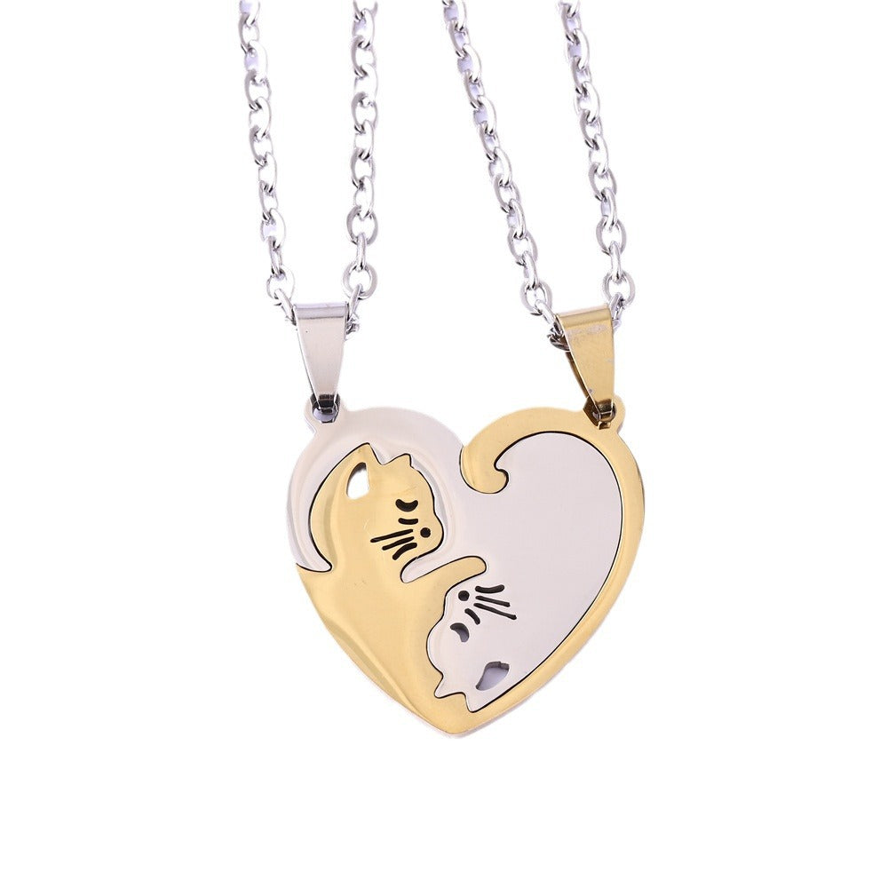 Wholesale Stainless Steel Kitten Stitching Necklaces ACC-NE-Hanyu006