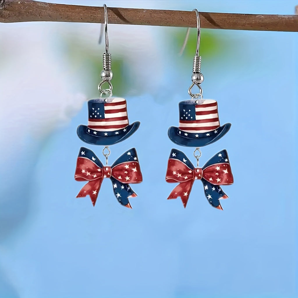 Wholesale 10pcs acrylic earrings American Independence Day flag five-pointed star  earrings