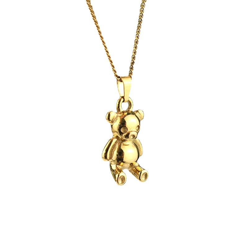 Wholesale Light Luxury Bear Necklace Titanium Steel Plated 18K Gold Necklaces ACC-NE-GuDi010