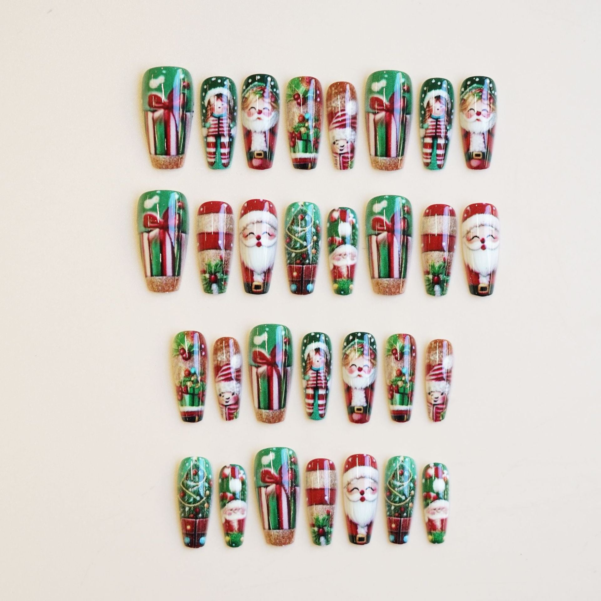 Wholesale 24 Pieces/ box Christmas Tree  Nails Kits Nail Stickers