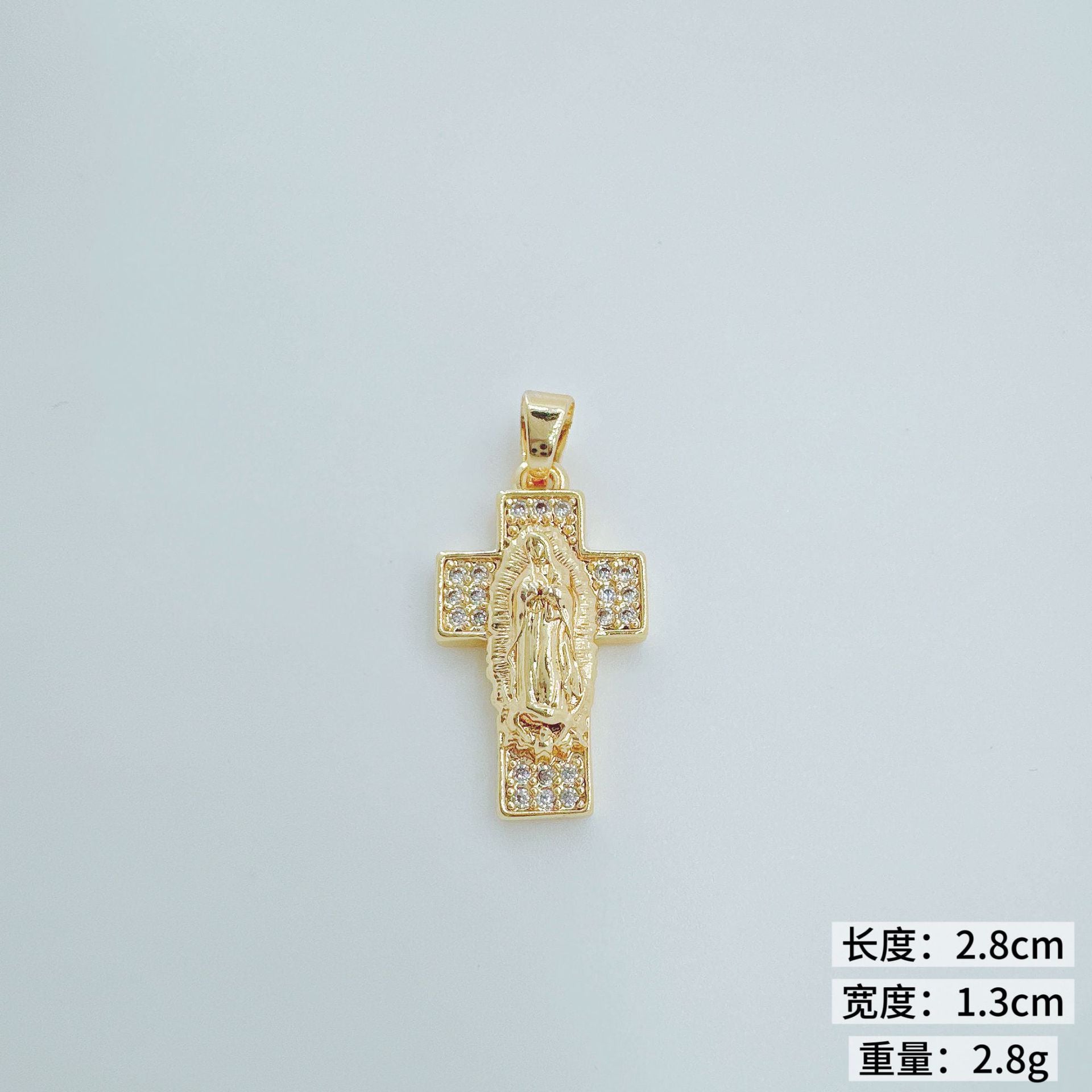 Wholesale Fashion Cross Pendant Necklace,  Gold Plated Copper,  Trendy Hip Hop Jewelry Accessory for Boutique Resale