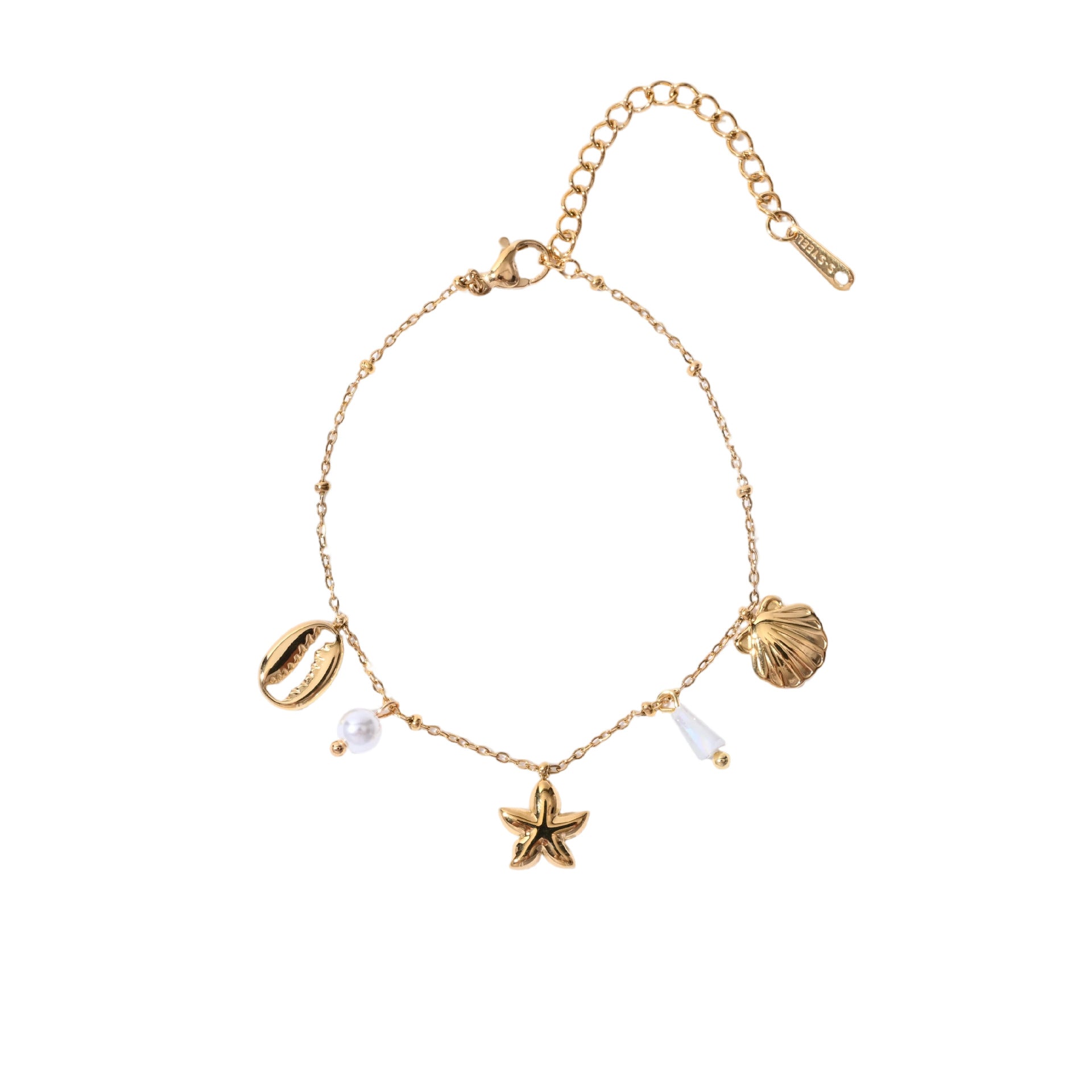 Wholesale Ocean Themed Stainless Steel Women S Bracelet With Starfish Shell Pearl Heart Zircon Chic Fashion Accessory For Gift And Boutique Resale