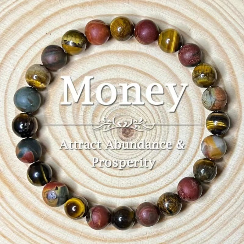 Wholesale Hand-woven Wood Stone Lapis Lazuli Pink Crystal Yellow Tiger Eye Bracelet