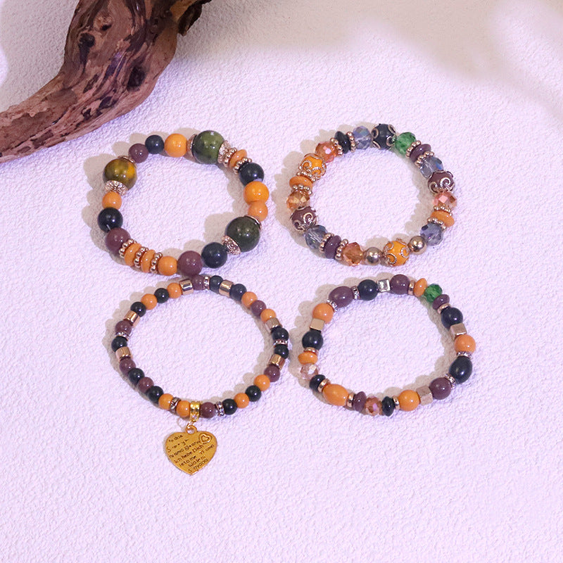 Wholesale Multi-layer Bracelet Mixed Color Peach Heart Bracelet with Beads ACC-BT-Ruyue003