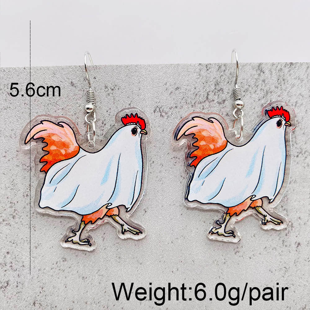 Wholesale  acrylic butterfly chicken heart animal double-sided printing pendant earrings