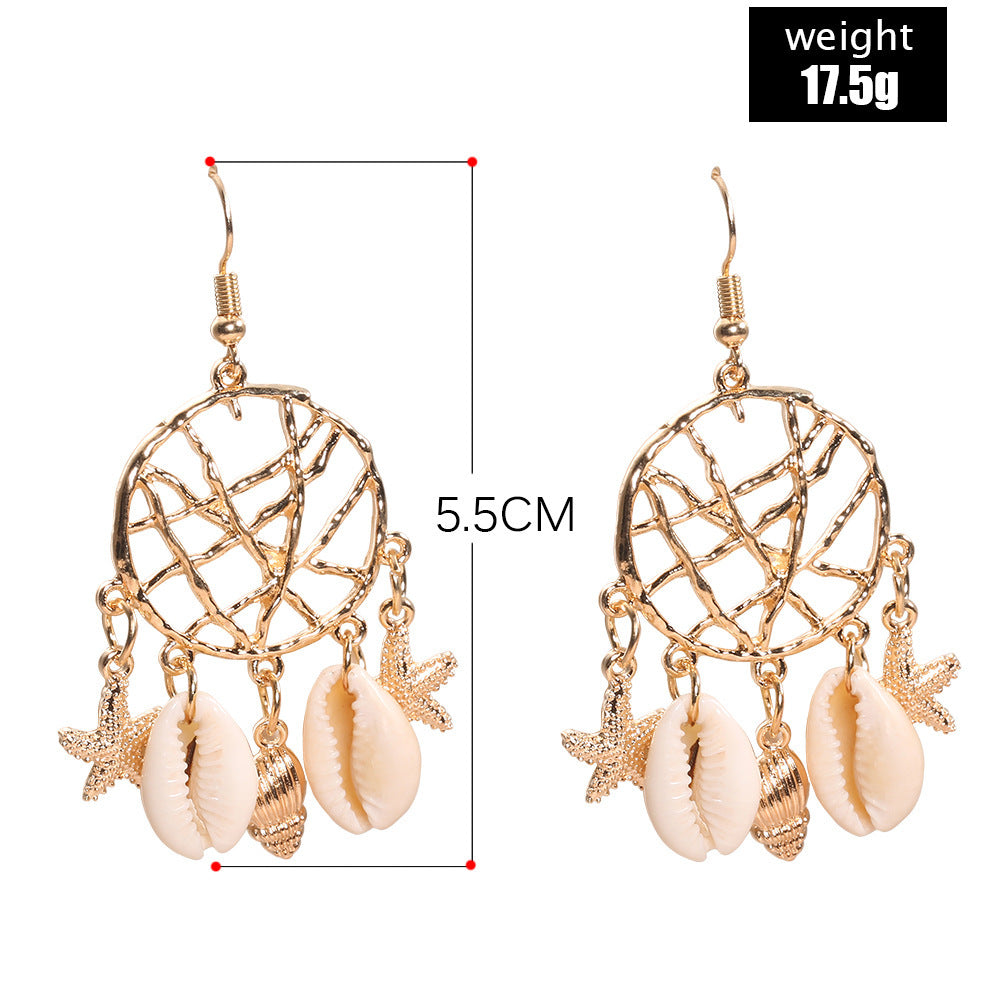 Wholesale shell conch sea star dream catcher net jewelry  earrings