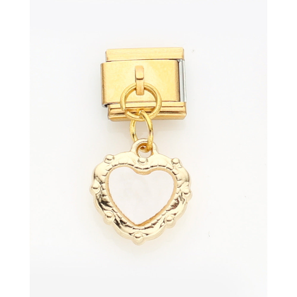 Wholesale 10pcs Italian Charm Bracelet 9mm DIY Splicing Golden Cherry Mushroom Stainless Steel Composable Bracelet