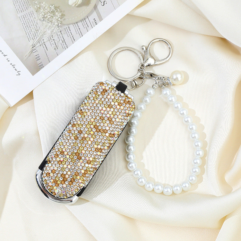 Wholesale Rhinestone Portable Folding Comb Mirror Keychain ACC-KC-ZhiYa025