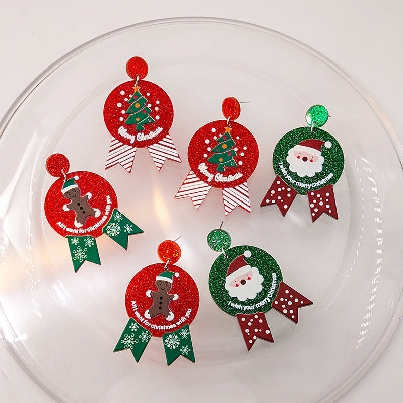 Wholesale Christmas Snowman Gingerbread Acrylic Cartoon Earrings ACC-ES-MDD077