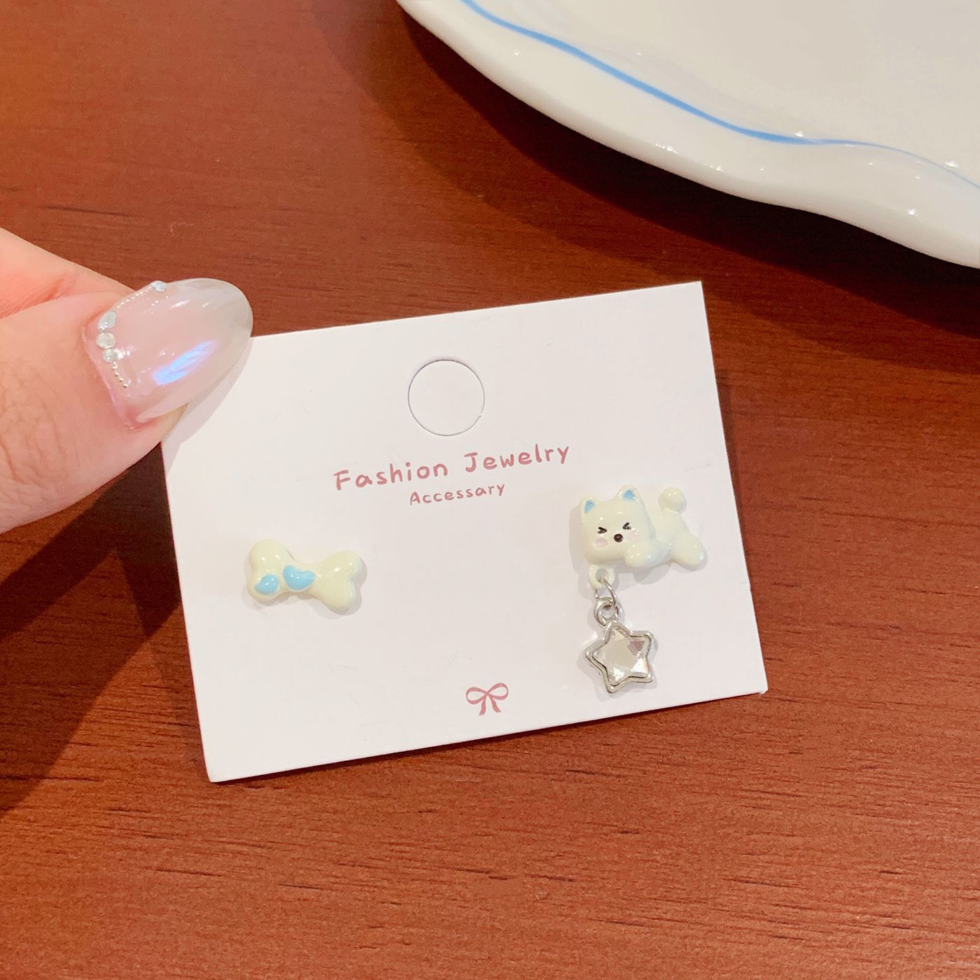 Wholesale Cute West Highland cartoon earrings with silver needle design  bear and horse all-match earrings