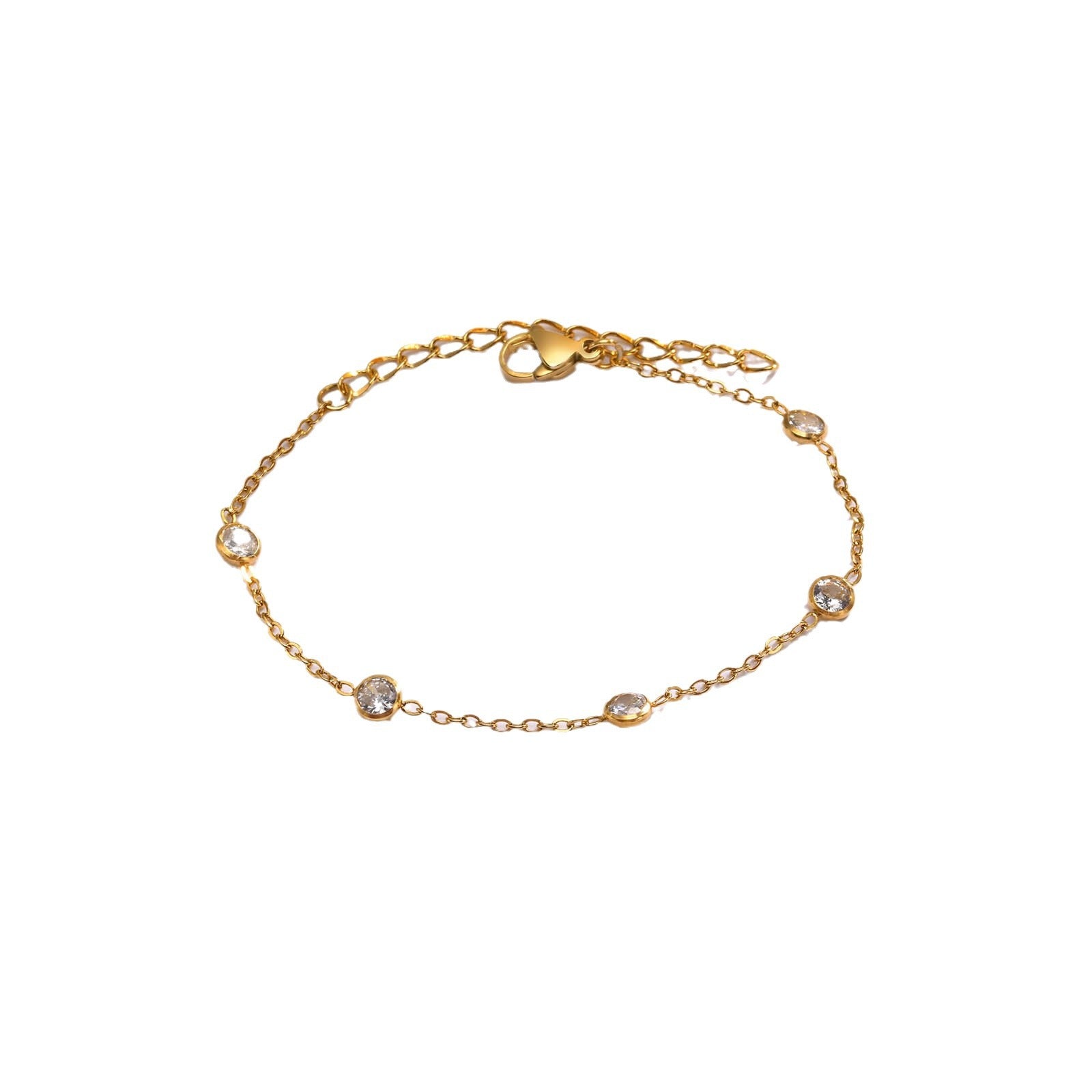 Wholesale Retro Gold Tone Stainless Steel 5 Stone White Zircon Bracelet Women S Chic Geometric Jewelry Accessory For Gift Or Boutique Resale