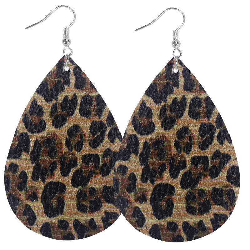 Wholesale Holiday Style Cow Stripe Leopard Leather Earrings ACC-ES-WeiAn007