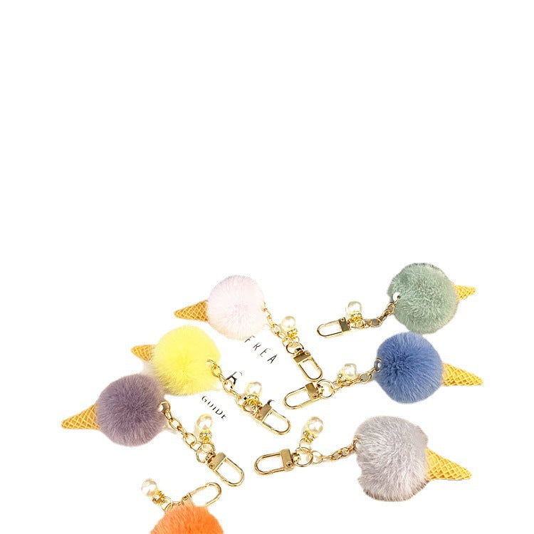 Wholesale Cartoon Pearl Ice Cream Plush Keychain ACC-KC-KaiYue012