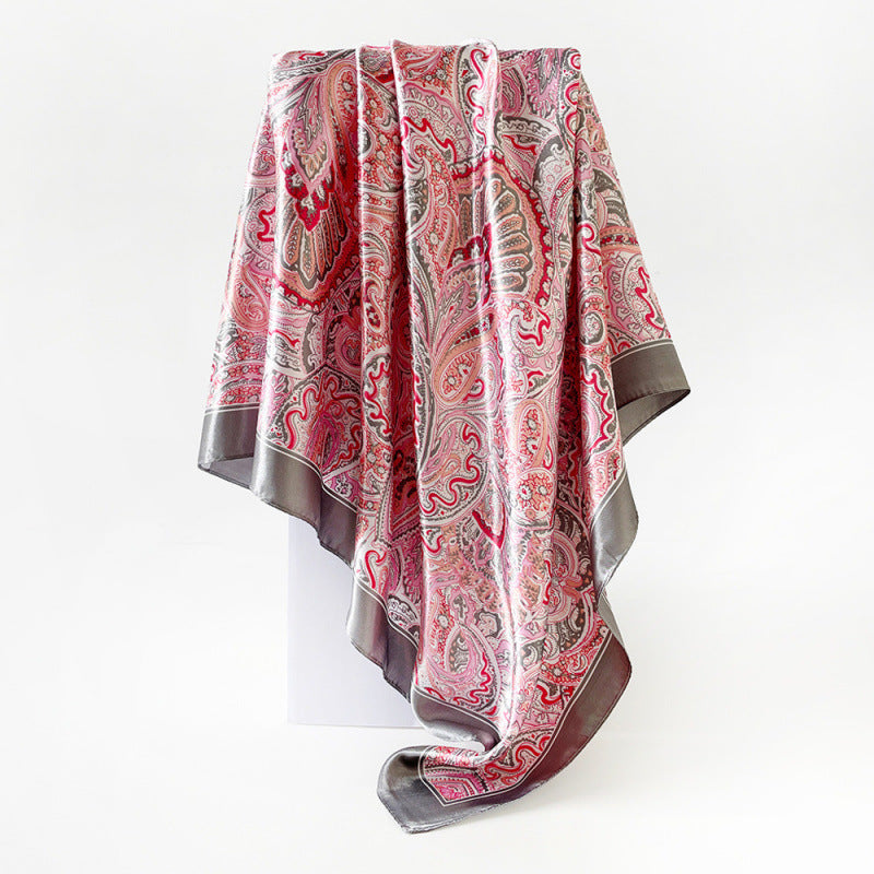 Wholesale Satin Versatile Shawl Classic Paisley Scarf 90cm Turban