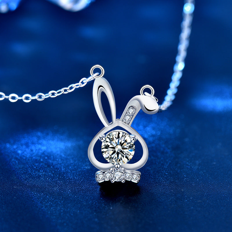 Wholesale Moissanite Rabbit 925 Sterling Silver Necklace