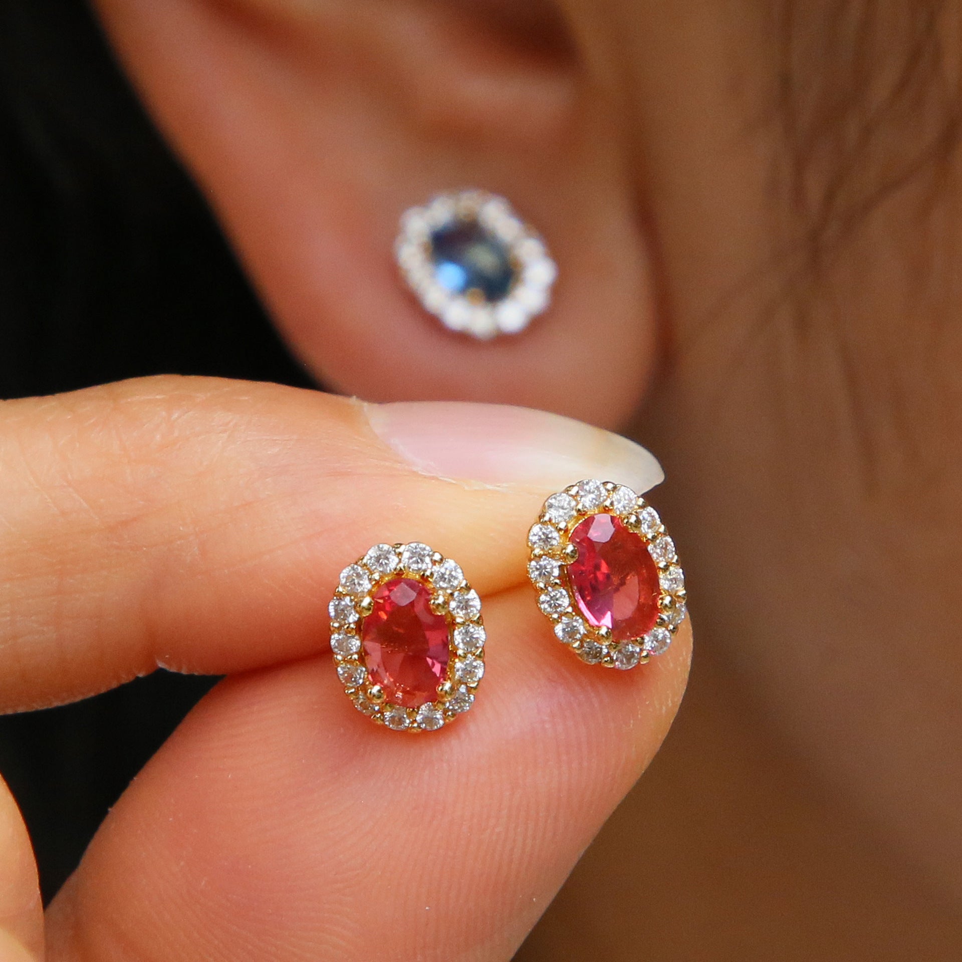 Wholesale  Brass Color Gem December Birthstone Birthstone Earrings
