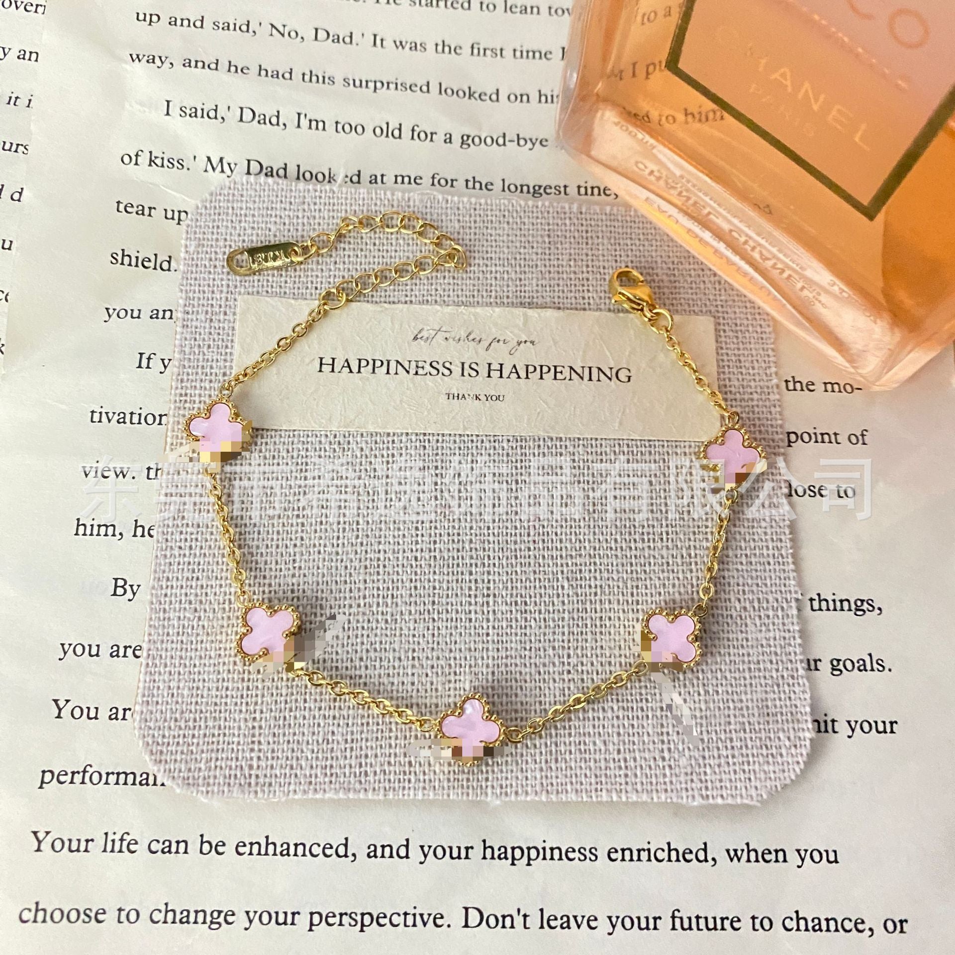 Wholesale Four-Leaf Clover Clover Charm Bracelet 13mm Titanium Steel Electroplated Fashion Jewelry for Women
