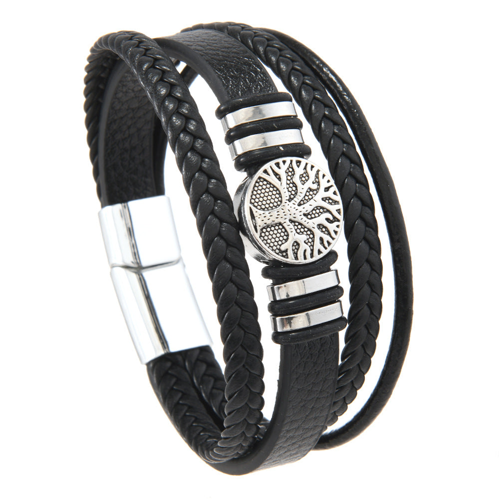 Wholesale Multi-layer PU Leather Bracelet Life Tree Bracelet