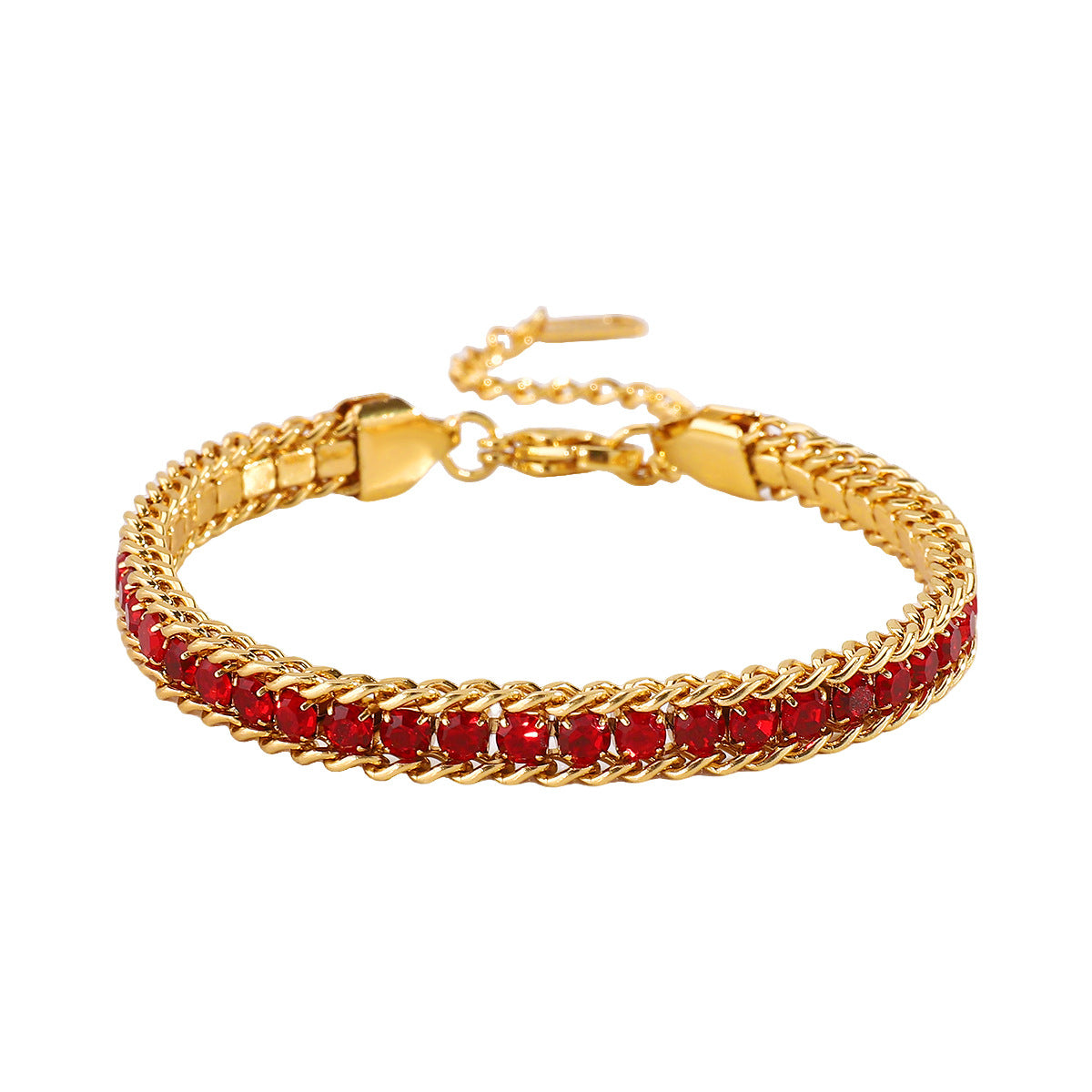 Wholesale Temperament Stacking Style Colored Zircon Bracelet Stainless Steel