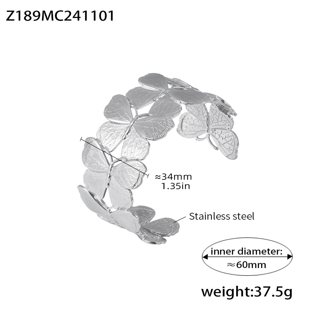 Wholesale Stainless Steel  Flower Hollow Opening Bracelet