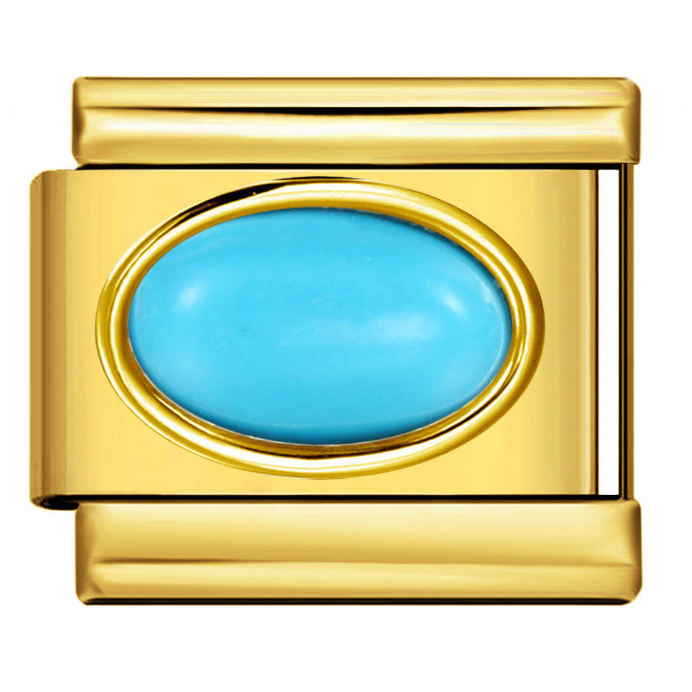 Wholesale Italian Charm Bracelet 9mm DIY Splicing Removable Oval Colored Stone Stainless Steel Composable Bracelet