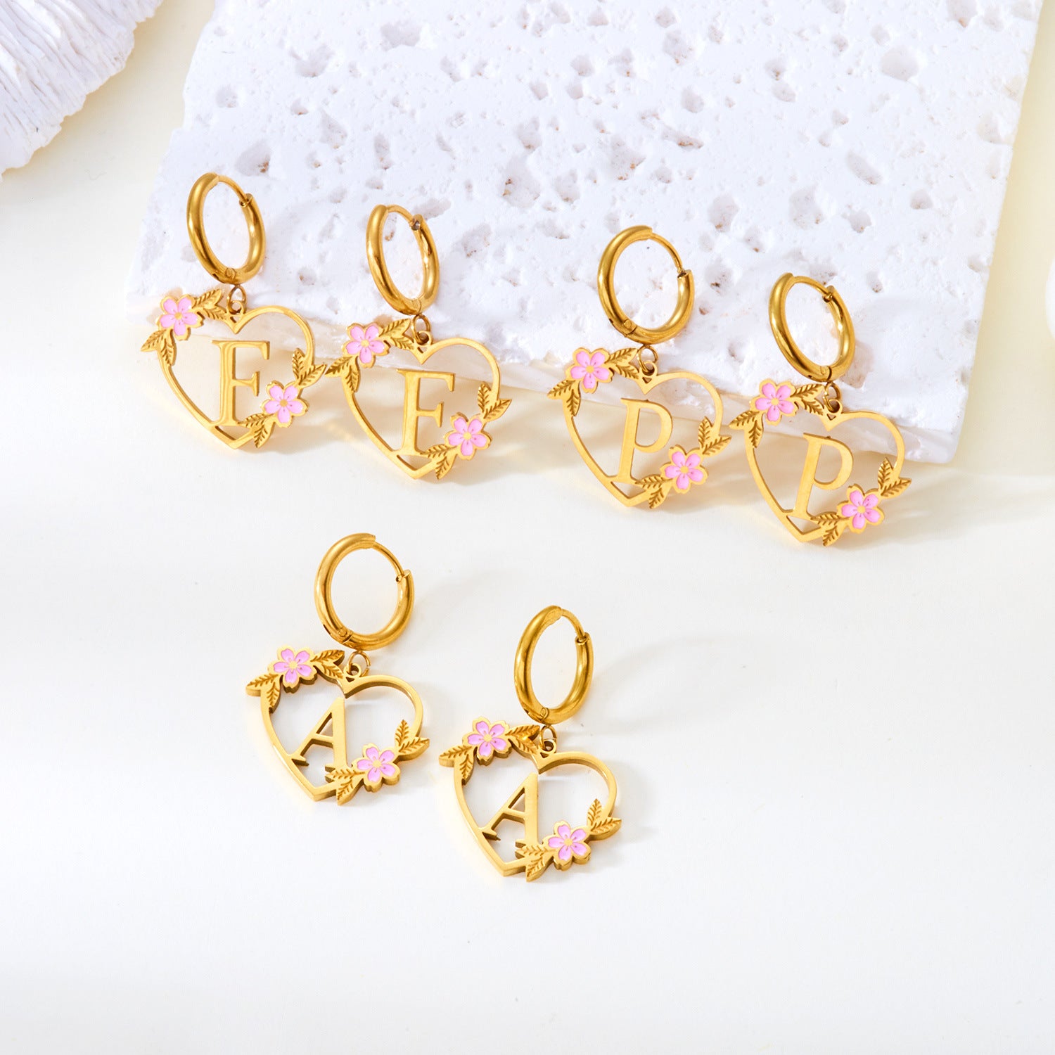 Wholesale Luxury Cut Out Stainless Steel 26 English Letter Earrings