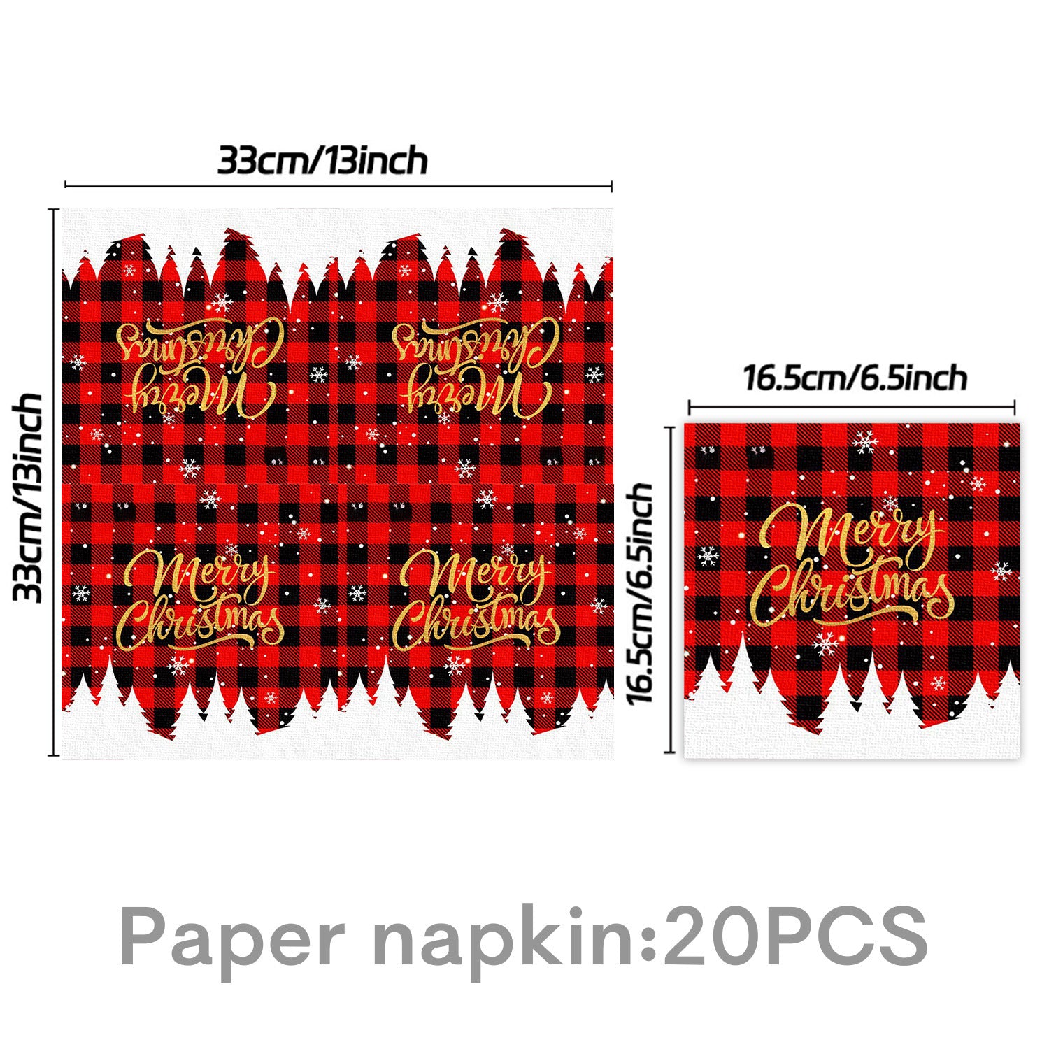 Wholesale Red and black plaid Christmas theme party tableware decoration supplies paper plate pull flag banner